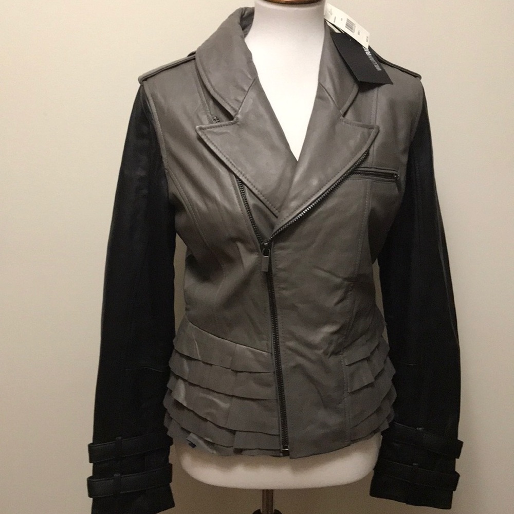 Willam Rast tiered leather jacket   NWT